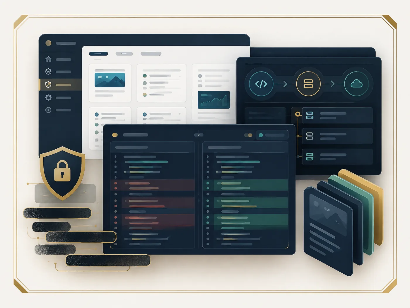 Dashboards, code and a security layer framed as one delivered system