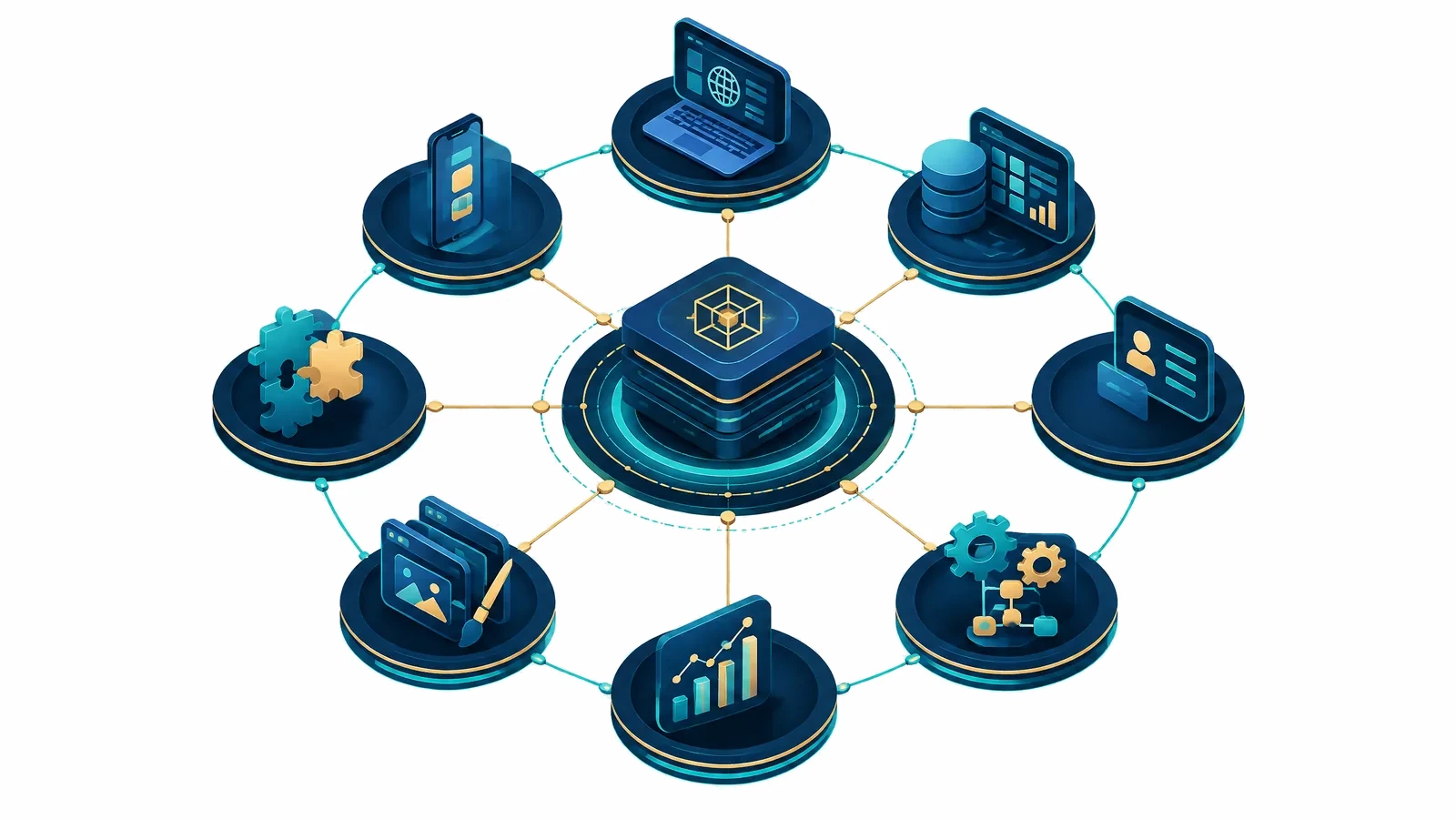 Devices, databases, dashboards and design tools orbiting one core platform